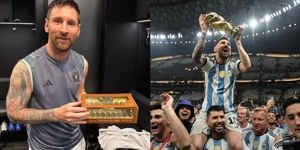 Messi nhận được viên bi kỷ niệm vô địch World Cup có in khuôn mặt của 26 cầu thủ Argentina vô địch