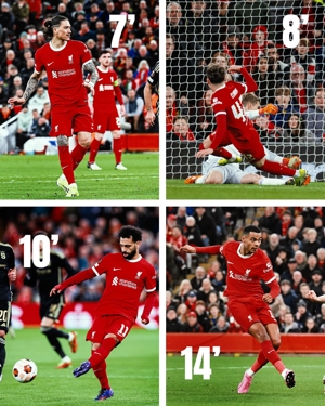 Liverpool ghi 4 bàn sau 7 phút! Salah chuyền 2 và sút 1, Gakpo ghi bàn