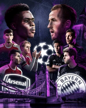 Bayern đăng poster trận gặp Arsenal ở Champions League: Kane, Muller đấu Saka, Havertz